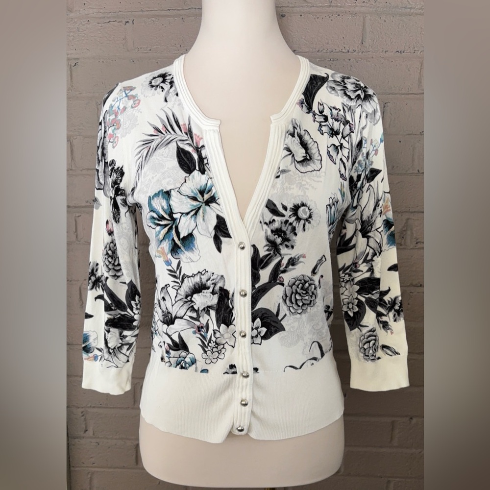 White House Black Market Floral Cardigan S